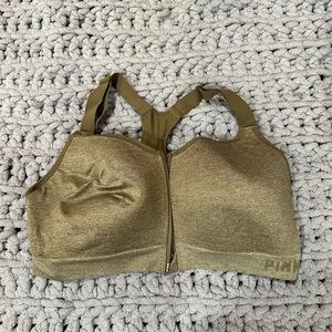 Pink Front Zip Sports Bra (Olive Drab)